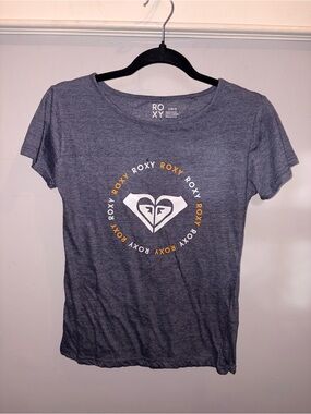 Roxy Heather Gray Logo Tee with White Print